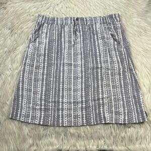 Eddie Bauer Women's S Gray Ikat Stripe Pull On Skirt Pockets